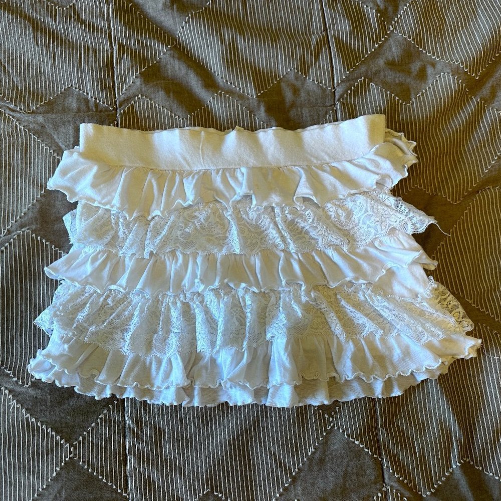 BOGO White Ruffle Mini Skirt